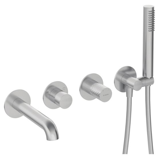 Bateria Wannowa 4-otworowa Silia Hexa Stal Szczotkowana BHS_F18P Deante