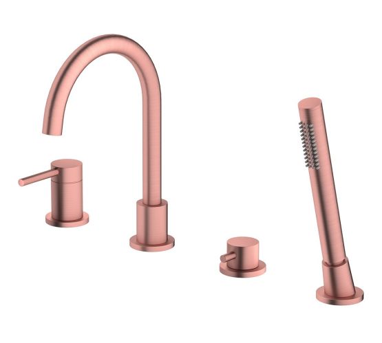 Bateria Wannowa 4-Otworowa Z Zestawem Prysznicowym Fly Miedź Szczotkowana 03033BRG Emporia