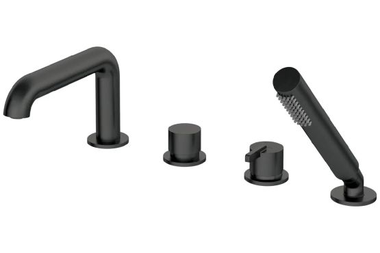 Bateria Wannowa 4-otworowa Z Zestawem Prysznicowym Silia Nero BQS_N14M Deante