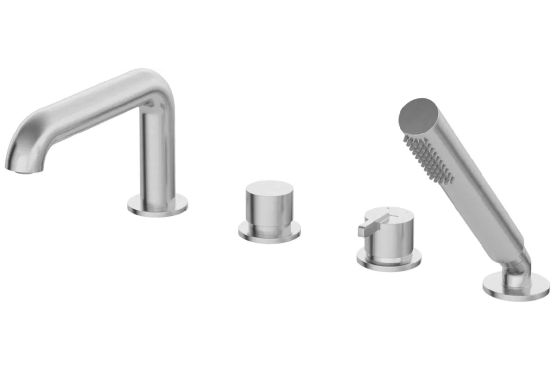 Bateria Wannowa 4-otworowa Z Zestawem Prysznicowym Silia Stal Szczotkowana BQS_F14M Deante