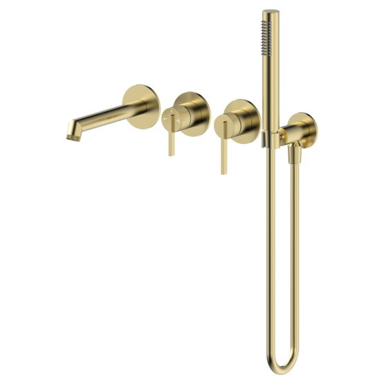 Bateria Wannowa Podtynkowa 4-Otworowa Z Boxem I Zestawem Prysznicowym Ori Złoty Szczotkowany PVD 08032GN-P Emporia