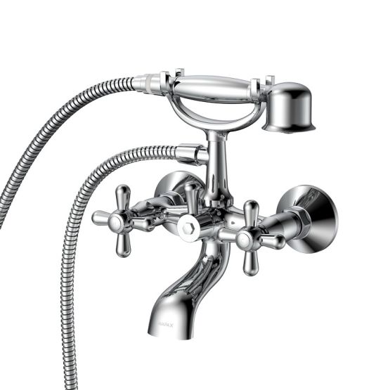 Bateria Wannowa Ścienna Z Zestawem Natryskowym Zaharra Chrom ABZA211121 Avapax