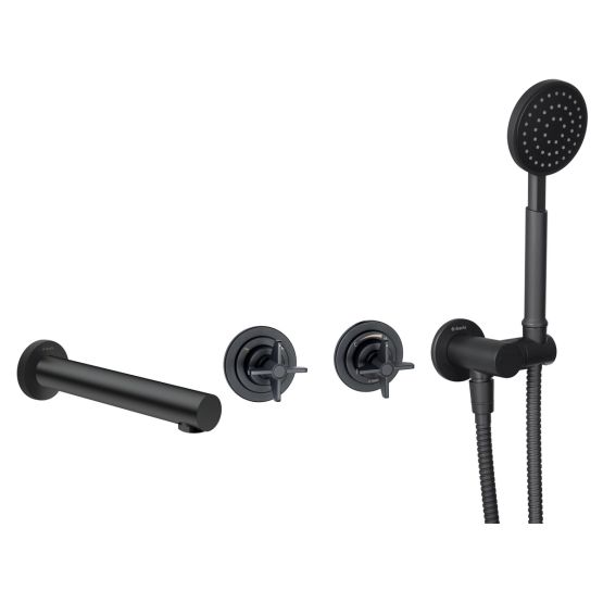 Bateria Wannowa Z Zestawem Prysznicowym Temisto Nero BQT_N18P Deante