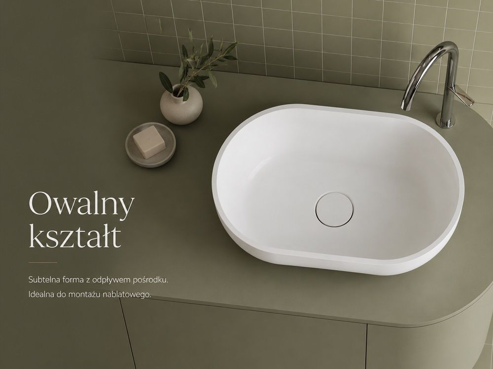 Owalny kształt umywalki Marmite UM 0533 C 600 C