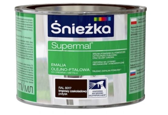 Emalia Olejno-Ftalowa Supermal Brązowy Czekoladowy 0,4L Połysk Śnieżka