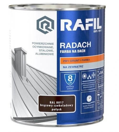 Farba Na Dach Radach 5L Brąz Czekoladowy Połysk RAL 8017 Rafil
