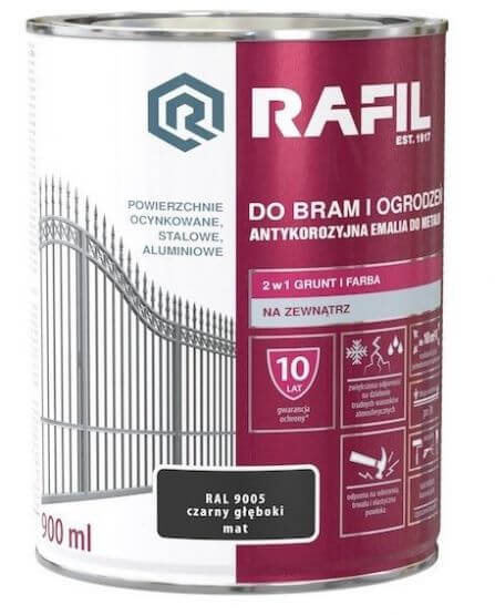 Farba Do Bram i Ogrodzeń Rafil Czarny MAT 3L RAL 9005 Rafil