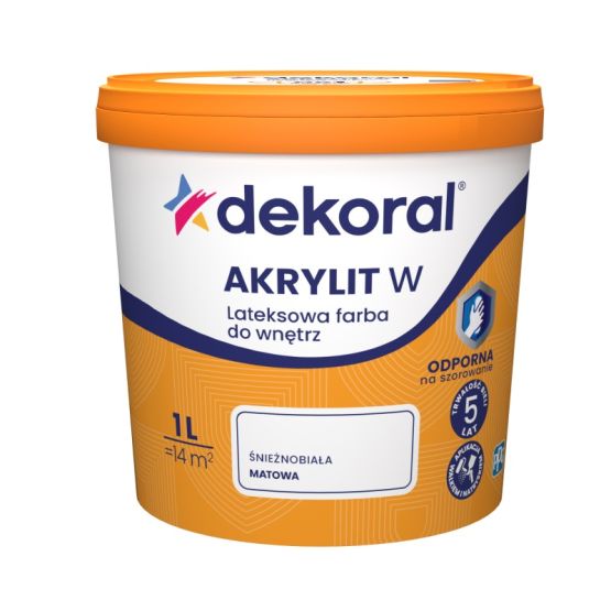 Farba Lateksowa Odporna na Szorowanie Biała 1L Dekoral
