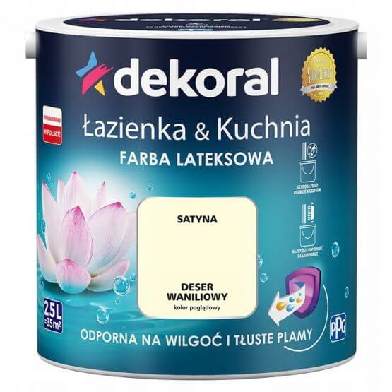 Farba Lateksowa Łazienka&Kuchnia Deser Waniliowy 2,5L Dekoral