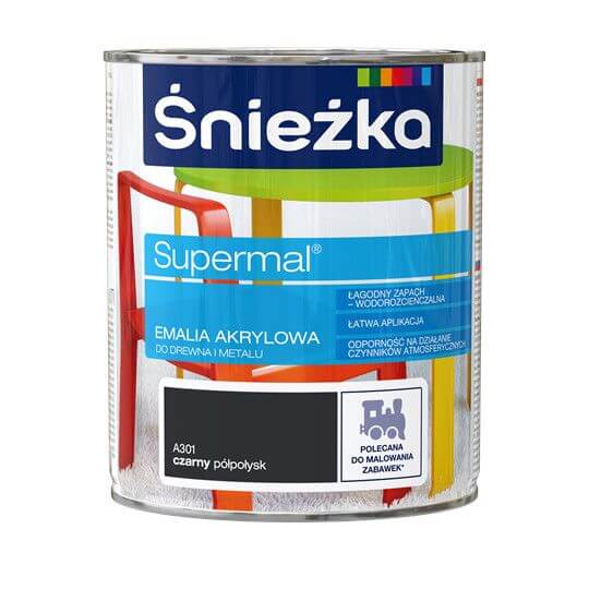 Emalia Akrylowa Supermal Czarny A301 0,4 L Śnieżka