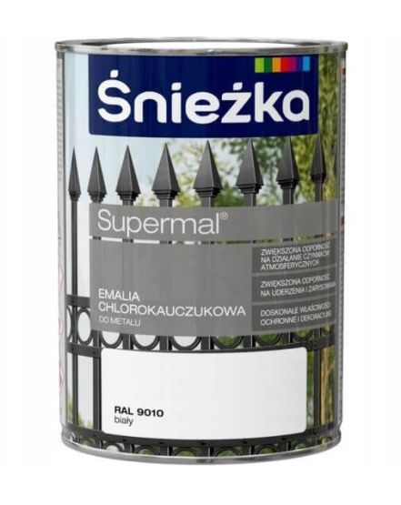 Emalia Chlorokauczukowa Supermal RAL 9010 Biały 0,9L Połysk Śnieżka