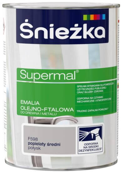 Emalia Olejno-Ftalowa Supermal Popielaty Średni 0.8L Śnieżka