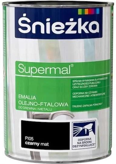 Emalia Olejno-Ftalowa Supermal Czarny Mat 0,2L Śnieżka