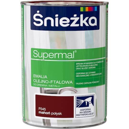 Emalia Olejno-Ftalowa Supermal Mahoń F545 0,8L Połysk Śnieżka