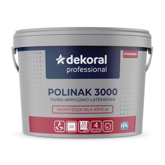 Farba Akrylowo-Lateksowa Professional Polinak 3000 9,75L Baza LN Dekoral