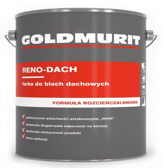 Reno-Dach Farba Do Blach Dachowych Szary Grafitowy - Formuła Rozcieńczalnikowa 7024 5L Goldmurit