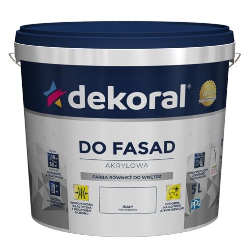Farba Akrylowa Do Fasad Polinit Biała 5L Dekoral