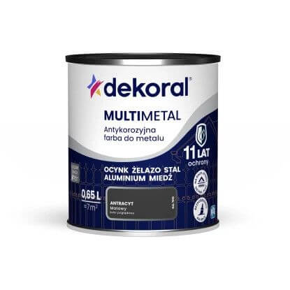 Farba Do Metalu Antykorozyjna Multimetal Antracyt Mat 0,65L Dekoral