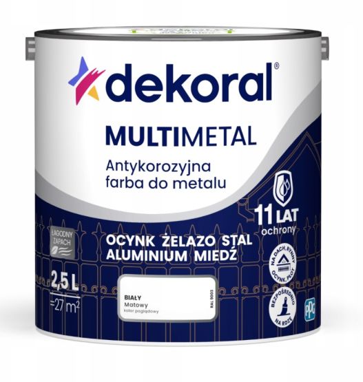 Farba Do Metalu Antykorozyjna Biały Mat 2,5L Dekoral