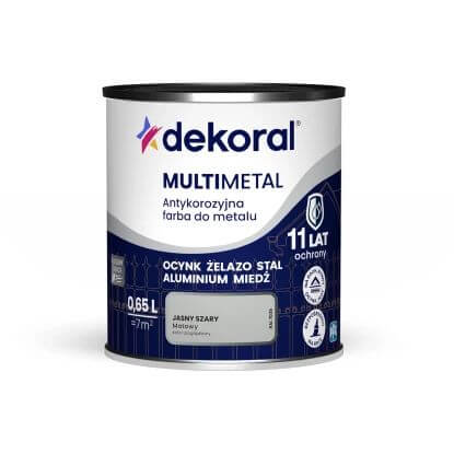 Farba Do Metalu Antykorozyjna Multimetal Jasny szary Mat 0,65L Dekoral