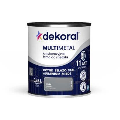 Farba Do Metalu Antykorozyjna Multimetal Szary Mat 0,65L Dekoral