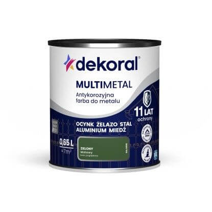 Farba Do Metalu Antykorozyjna Multimetal Zielony Mat 0,65L Dekoral