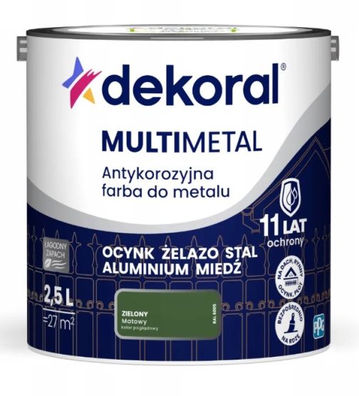 Farba Do Metalu Antykorozyjna Zielony Mat 2,5L Dekoral