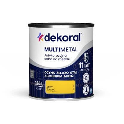 Farba Do Metalu Antykorozyjna Multimetal Żółty Mat 0,65L Dekoral