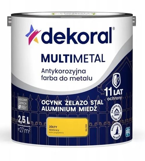 Farba Do Metalu Antykorozyjna Żółty Mat 2,5L Dekoral