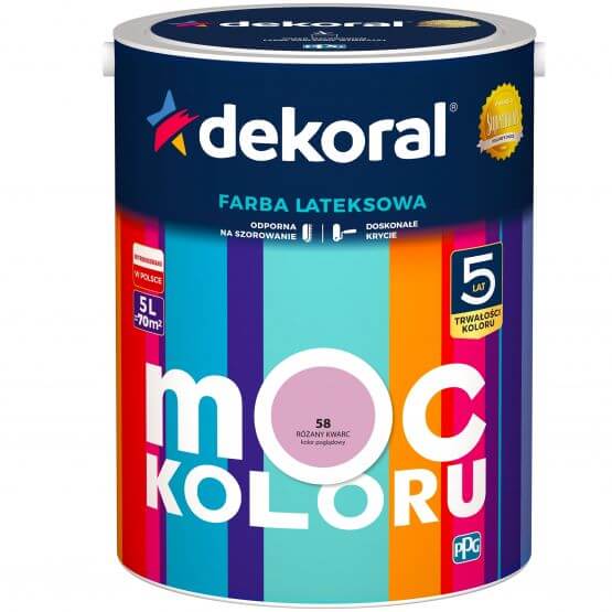 Farba Lateksowa Moc Koloru Różany Kwarc 5l Dekoral