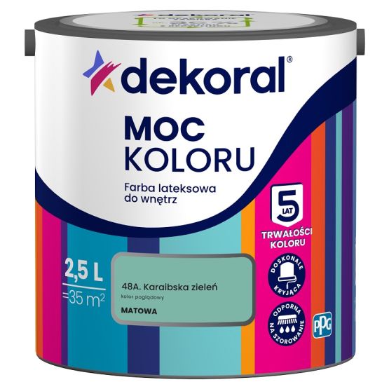 Farba Lateksowa Moc Koloru Karaibska Zieleń 2,5l Dekoral