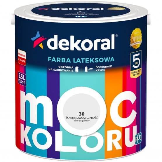 Farba Lateksowa Moc Koloru Skandynawska Szarość 2,5L Dekoral