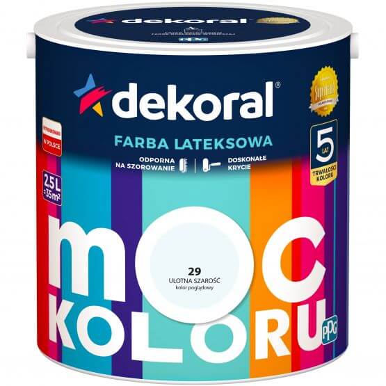 Farba Lateksowa Moc Koloru Ulotna Szarość 2,5L Dekoral