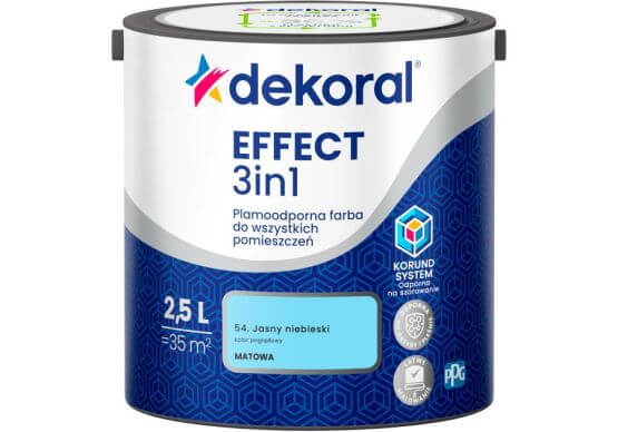 Farba Lateksowa Plamoodporna Effect 3IN1 2.5L Jasny Niebieski Dekoral