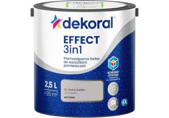 Farba Lateksowa Plamoodporna Effect 3IN1 2.5L Szary Średni Dekoral