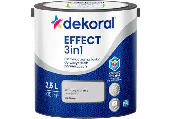 Farba Lateksowa Plamoodporna Effect 3IN1 2.5L Szary Stalowy Dekoral