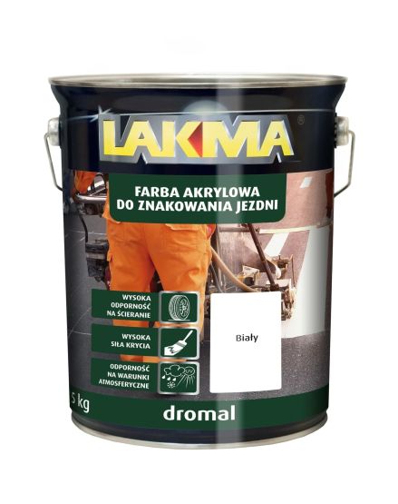 Farba Akrylowa Do Znakowania Jezdni Dromal 5Kg Biała Lakma