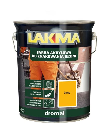 Farba Akrylowa Do Znakowania Jezdni Dromal 5Kg Żółty Lakma