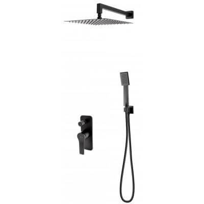 Zestaw Prysznicowy Podtynkowy z Deszczownicą Seppia Czarny Mat FD1-SPA-7PSET-22 Fdesign