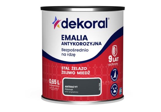 Emalia Antykorozyjna Antracyt Półmat 0.65L RAL 7016 Dekoral