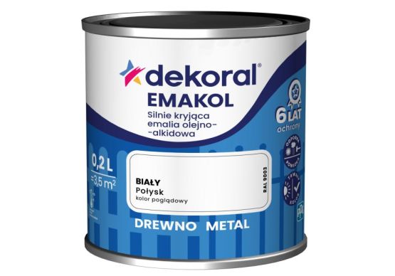 Emalia Olejno-Alkidowa Emakol Strong Biały 0,2L Dekoral
