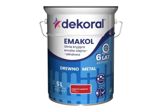 Emalia Olejno-Alkidowa Emakol Strong Czerwony Karminowy 5L Dekoral