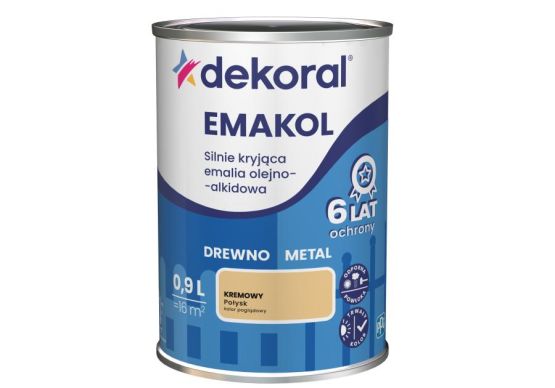 Emalia Olejno-Alkidowa Emakol Strong Kremowy Połysk 0,9L Dekoral
