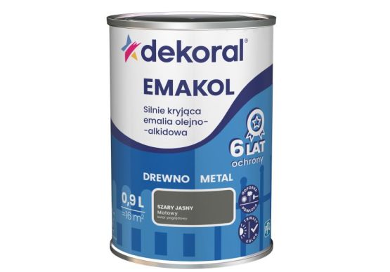 Emalia Olejno-Alkidowa Emakol Strong Szary Jasny Mat 0,9L Dekoral