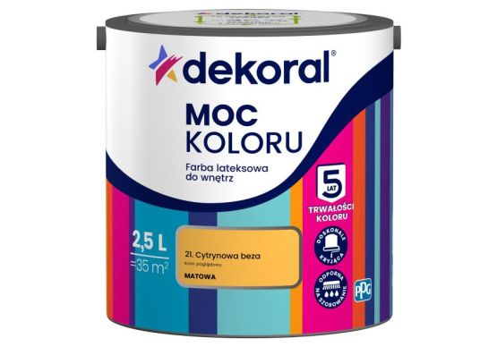 Farba Lateksowa Moc Koloru Cytrynowa Beza 2,5l Dekoral