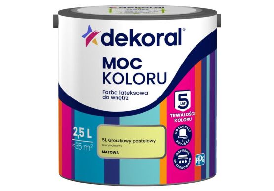 Farba Lateksowa Moc Koloru Groszkowy Pastelowy 2,5l Dekoral