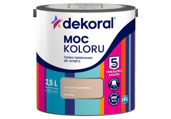 Farba Lateksowa Moc Koloru Kawowa Pralinka 2,5l Dekoral