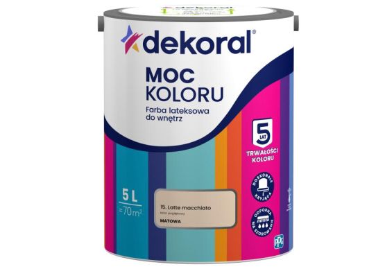 Farba Lateksowa Moc Koloru Latte Macchiato 5l Dekoral