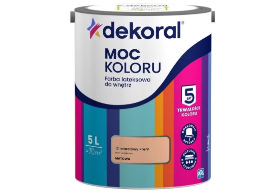 Farba Lateksowa Moc Koloru Morelowy Krem 5l Dekoral