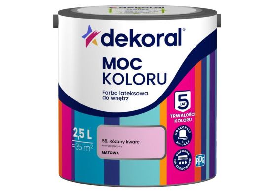 Farba Lateksowa Moc Koloru Różany Kwarc 2,5l Dekoral